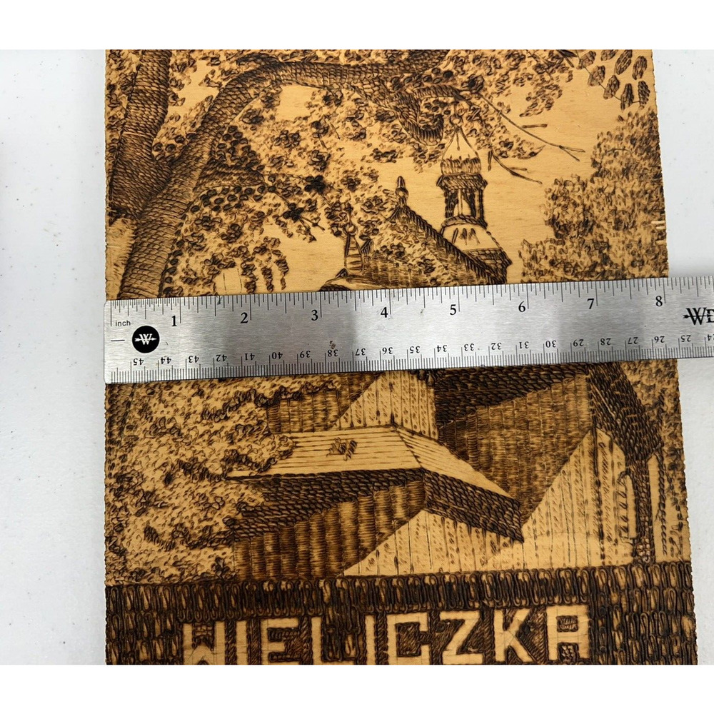 Handmade Polish Wood Folk Art Picture Wyrob Reczny Wielickza Salt Mine Poland - Picture 9 of 9
